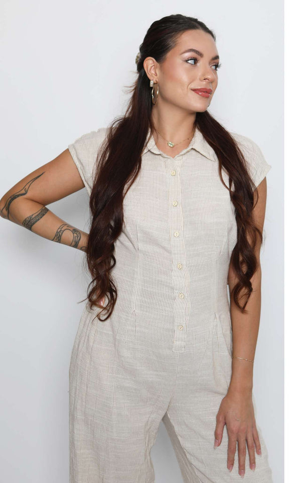 The Jessica Linen Jumpsuit - Girl Hi Boutique