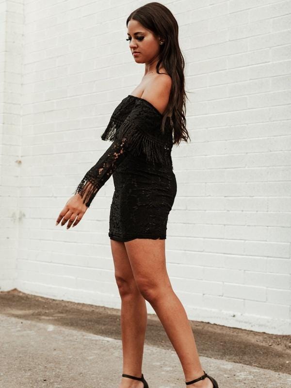 Lovers & Fringe Black Dress - Girl Hi Boutique